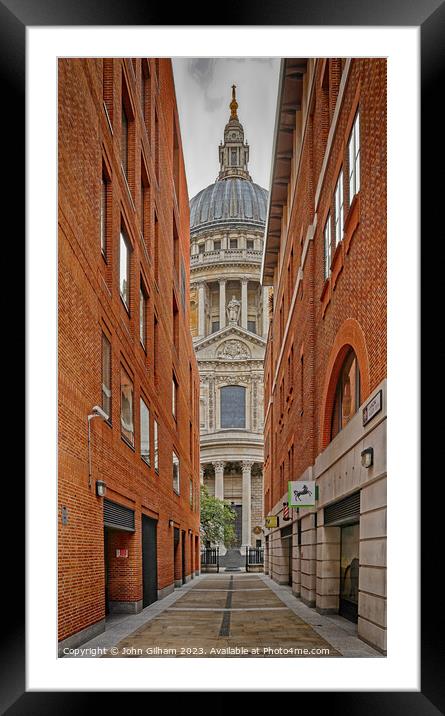 St Pauls between two walls Framed Mounted Print by John Gilham