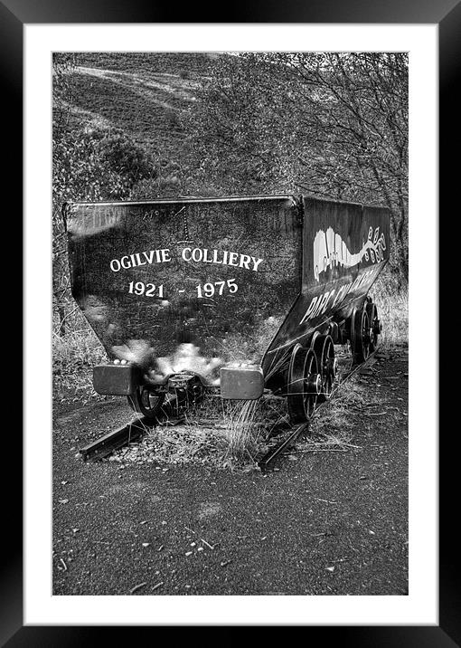 Parc Cwm Darran Coal Trucks Mono Framed Mounted Print by Steve Purnell