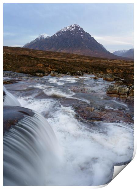 Buachaille Etive Mor and the river Etive Print by Anthony McGeever