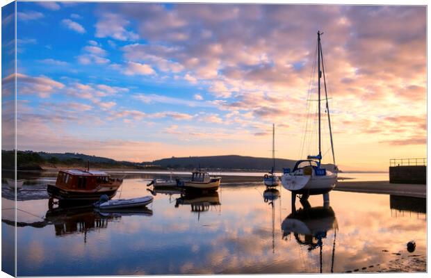 Moody Sunrise over Abersoch Harbour Canvas Print by Tim Hill