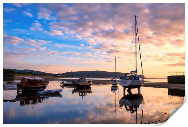 Moody Sunrise over Abersoch Harbour Print by Tim Hill