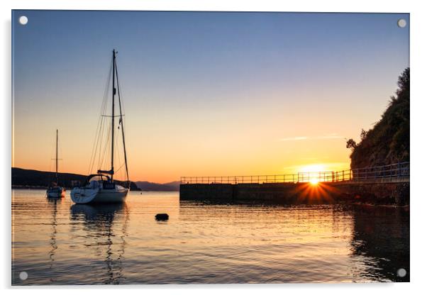 Abersoch boat marina Sunrise Acrylic by Tim Hill