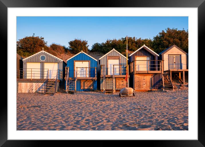 Golden Sunrise Over Abersoch Beach Huts Framed Mounted Print by Tim Hill