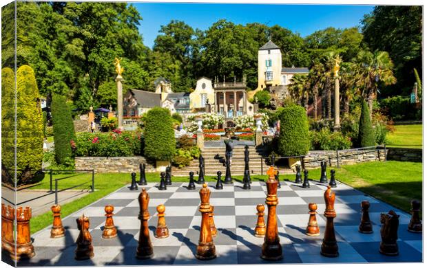 Giant Chess Set, Portmeirion Canvas Print by Tim Hill