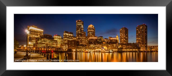 BOSTON Fan Pier Park & Skyline in the evening | Panoramic Framed Mounted Print by Melanie Viola