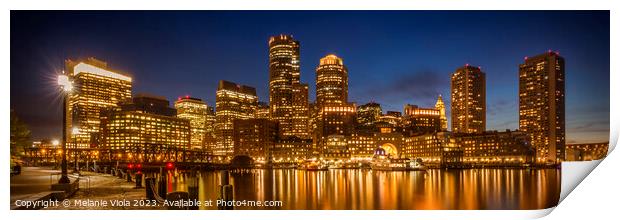 BOSTON Fan Pier Park & Skyline in the evening | Panoramic Print by Melanie Viola