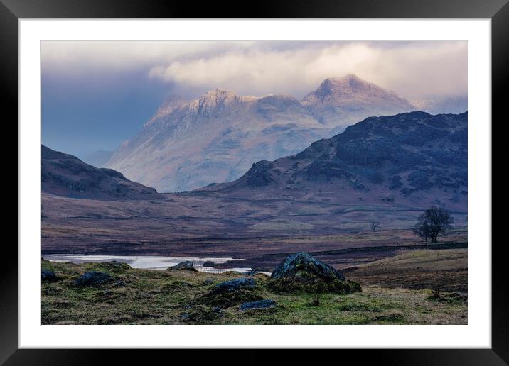 The Langdale Pikes from Blea Tarn Framed Mounted Print by Tim Hill