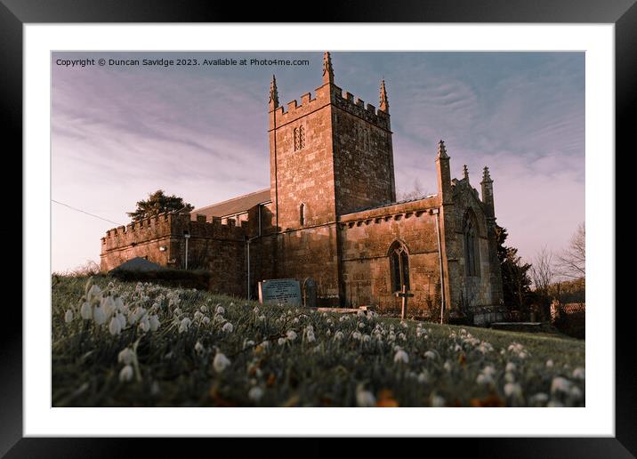 Snowdrops at St Peters church Englishcombe  Framed Mounted Print by Duncan Savidge