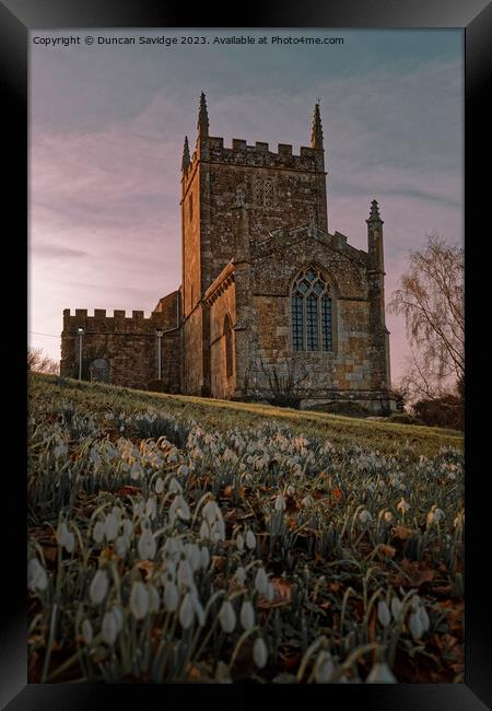 Snowdrops at St Peters church Englishcombe  Framed Print by Duncan Savidge