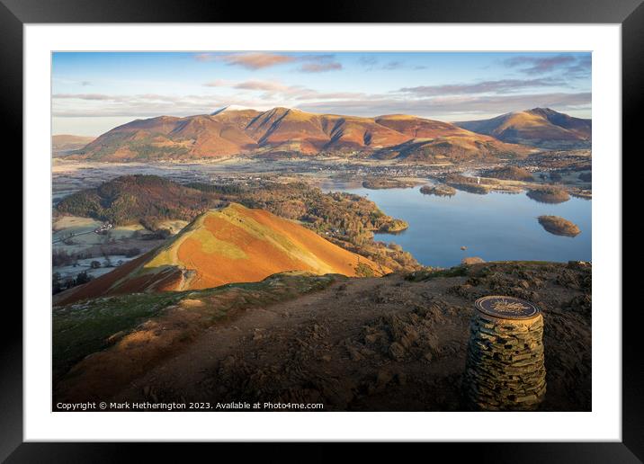 Skiddaw in early morning light from Cat Bells Framed Mounted Print by Mark Hetherington