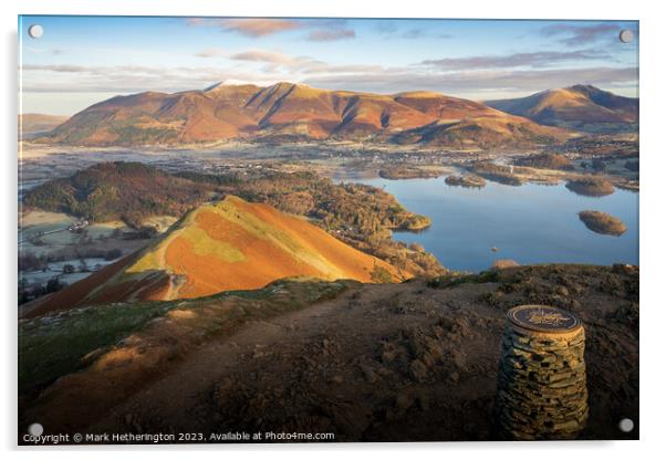 Skiddaw in early morning light from Cat Bells Acrylic by Mark Hetherington