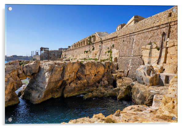 Fort Saint Elmo Wall In Malta Acrylic by Artur Bogacki