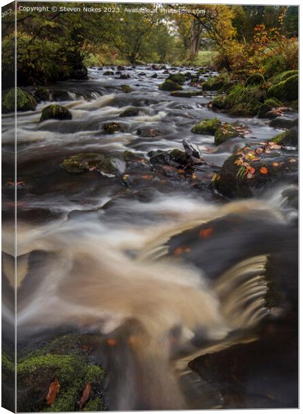 Tranquil River Cascades in Staffordshire Canvas Print by Steven Nokes