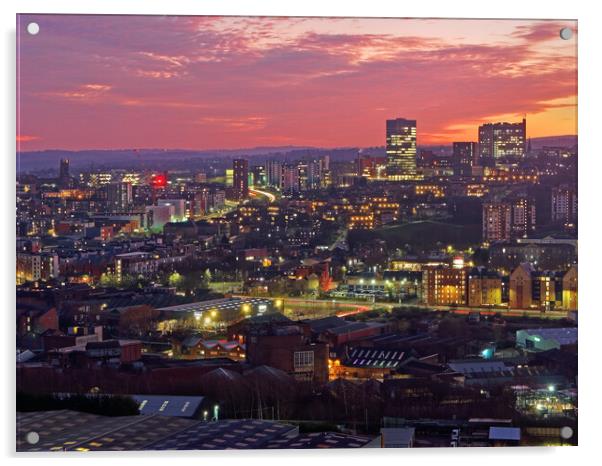  Sheffield City Centre at Sunset Acrylic by Darren Galpin