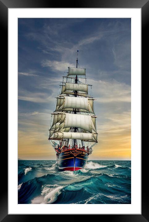 Tempestuous Seas Framed Mounted Print by Roger Mechan