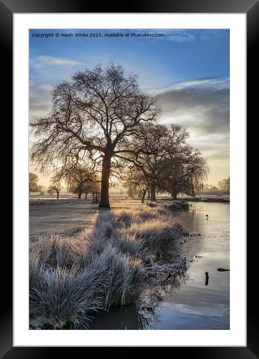 February sunrise over a frosty pond Framed Mounted Print by Kevin White