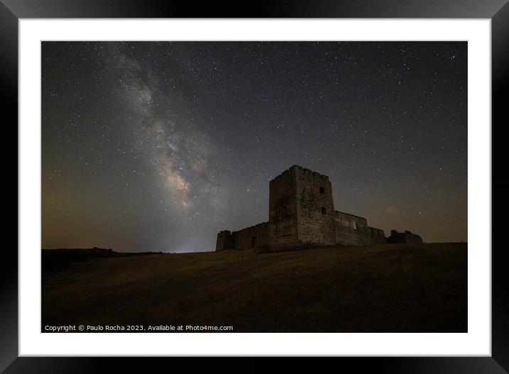 Valongo Castle Évora, under night sky Framed Mounted Print by Paulo Rocha