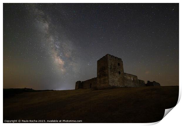 Valongo Castle Évora, under night sky Print by Paulo Rocha