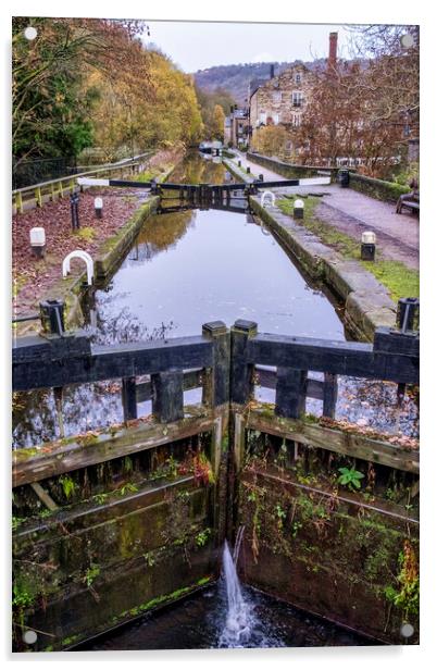 Rochdale Canal Hebden Bridge Acrylic by Tim Hill
