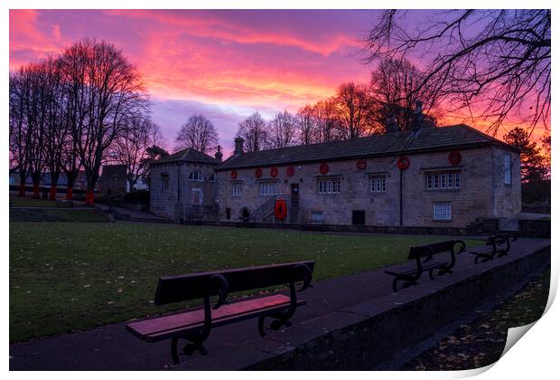 Sunrise over Knaresborough Castle Grounds Print by Tim Hill