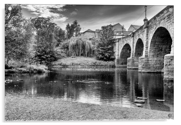 Wetherby Bridge Black and White Acrylic by Tim Hill