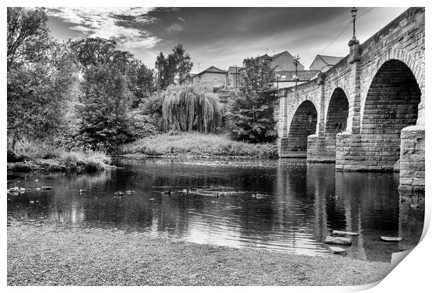Wetherby Bridge Black and White Print by Tim Hill