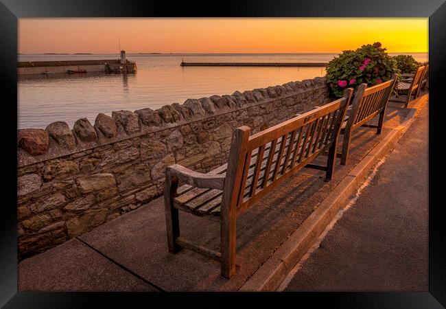 Benches at Seahouses looking towards the Farnes Framed Print by Tim Hill