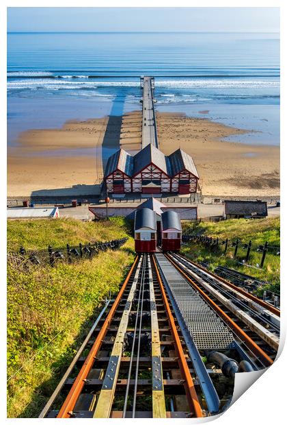 Saltburn Cliff Lift or Funicular Railway Print by Tim Hill