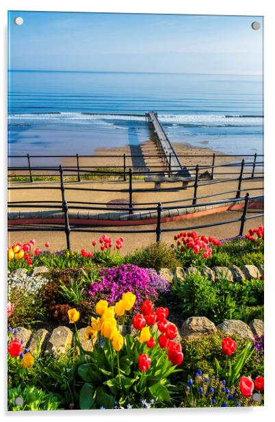 Spring Tulips at Saltburn by the sea Acrylic by Tim Hill