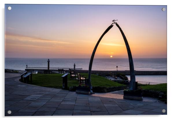 Majestic Sunrise Through Whitbys Iconic Whalebones Acrylic by Tim Hill