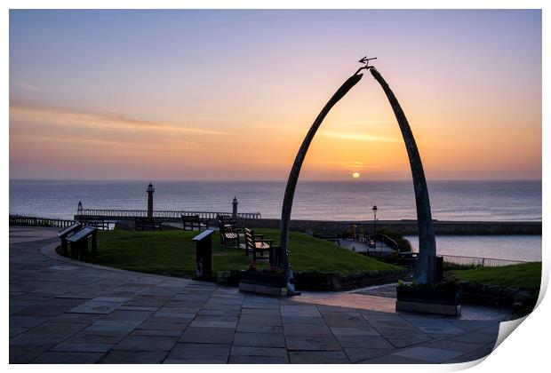 Majestic Sunrise Through Whitbys Iconic Whalebones Print by Tim Hill