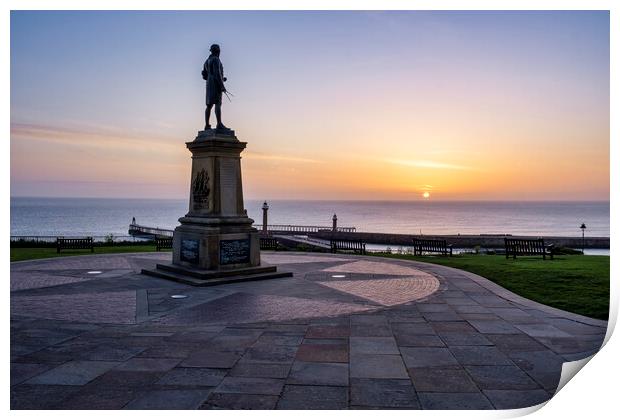 Captain Cook Statue Whitby Print by Tim Hill