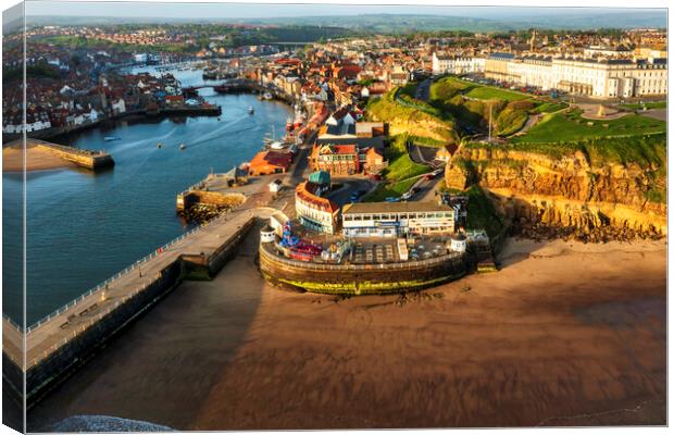 Whitby Beach and Harbour, North Yorkshire Canvas Print by Tim Hill