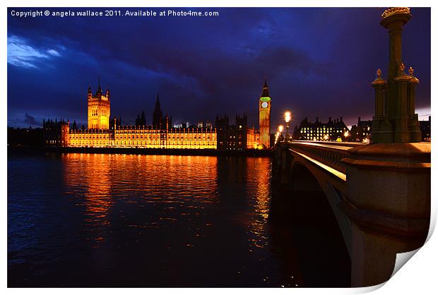 Houses of Parliament Print by Angela Wallace