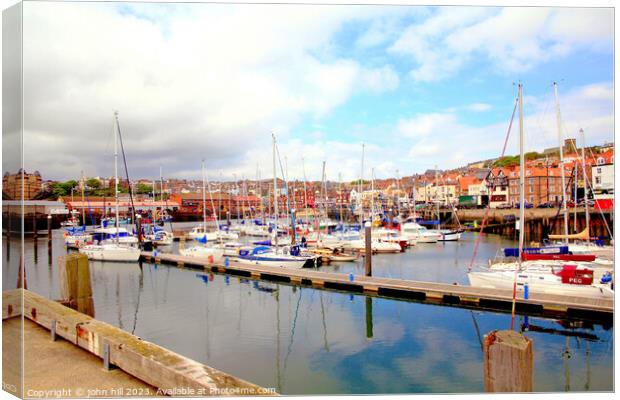 Scarborough harbour reflections, North Yorkshire. Canvas Print by john hill