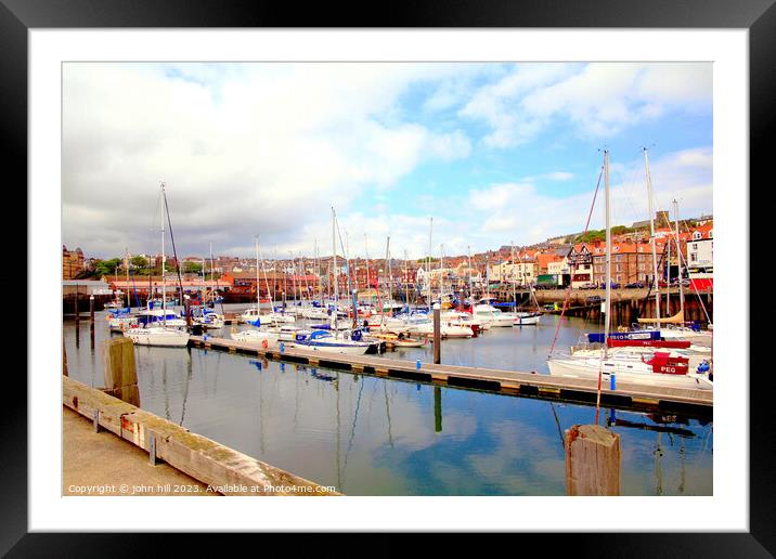 Scarborough harbour reflections, North Yorkshire. Framed Mounted Print by john hill