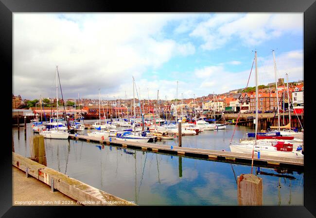 Scarborough harbour reflections, North Yorkshire. Framed Print by john hill