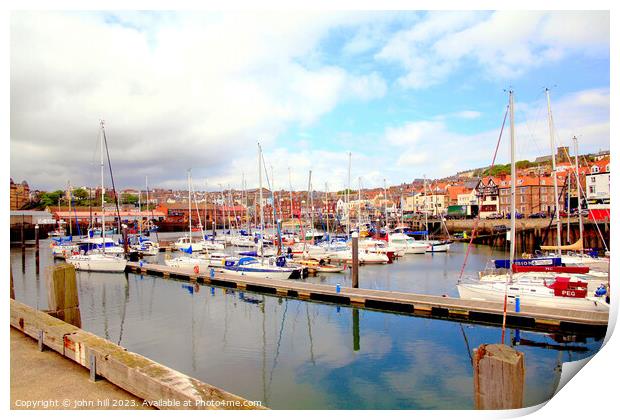 Scarborough harbour reflections, North Yorkshire. Print by john hill