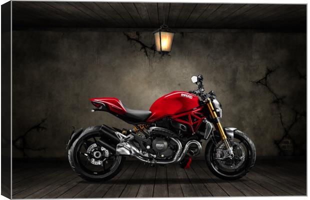 Ducati Monster 696 Old Room Canvas Print by Steve Smith