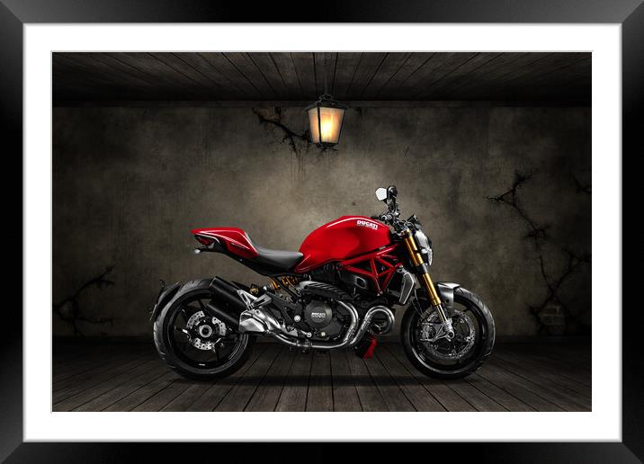 Ducati Monster 696 Old Room Framed Mounted Print by Steve Smith