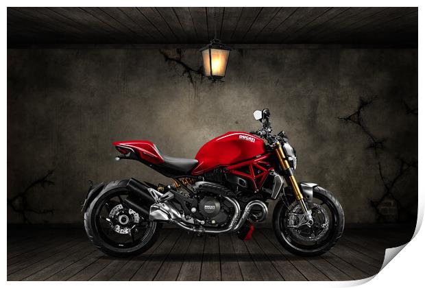 Ducati Monster 696 Old Room Print by Steve Smith