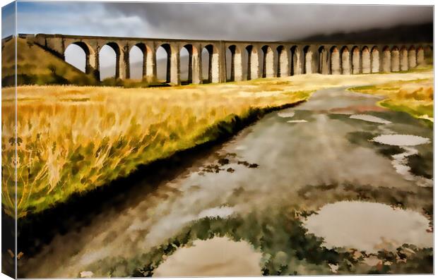 Ribblehead Viaduct Digital Painting Canvas Print by Steve Smith