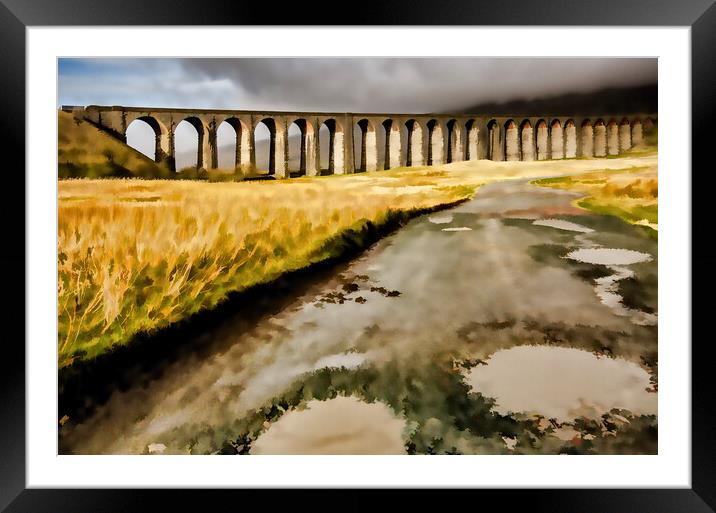 Ribblehead Viaduct Digital Painting Framed Mounted Print by Steve Smith