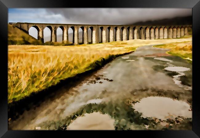 Ribblehead Viaduct Digital Painting Framed Print by Steve Smith
