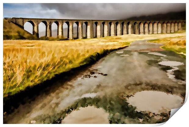 Ribblehead Viaduct Digital Painting Print by Steve Smith