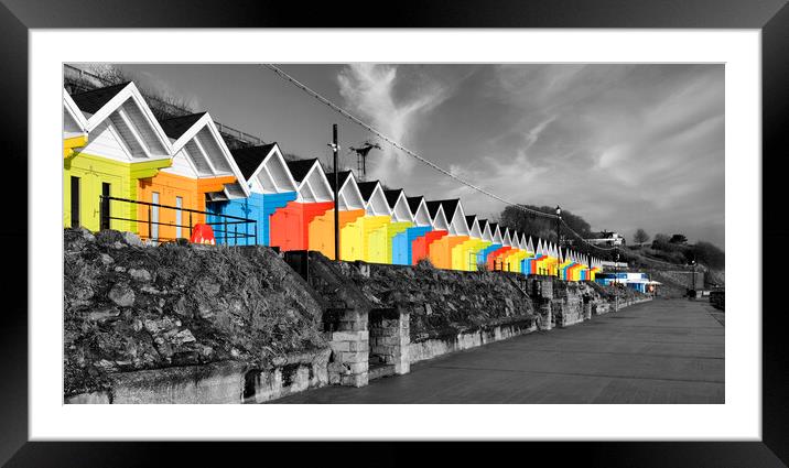 Vibrant Memories of Scarborough Beach Huts Framed Mounted Print by Tim Hill