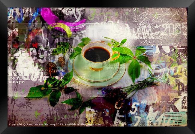 Green Coffee Break Framed Print by Randi Grace Nilsberg