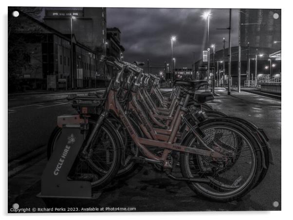 Manchester Bike Rack Acrylic by Richard Perks
