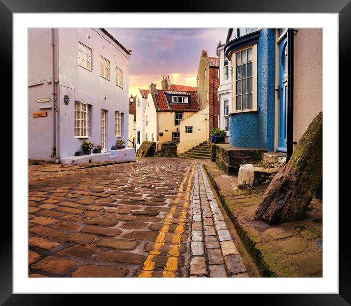 Staithes Cobbled Street Framed Mounted Print by Tim Hill