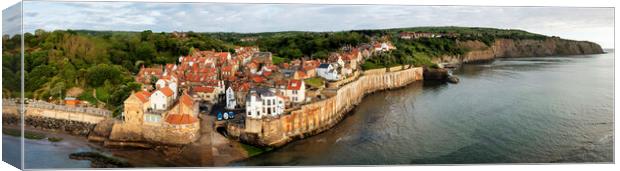 Robin Hoods Bay Aerial Panoramic Canvas Print by Tim Hill